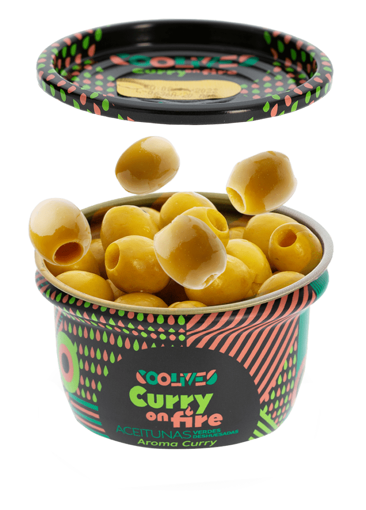 ACEITUNAS VERDES DESHUESADAS AROMA CURRY Coolives